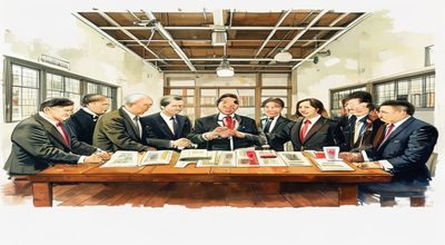 肉书屋与多家出版社合作签约现场，双方代表握手，书籍和合同摆放在桌上